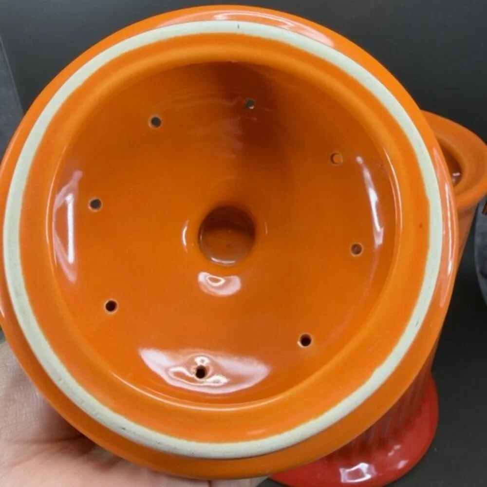 Swiss Pro Ceramic Hydrant Canister Jar‎ Cookie Jar Container Orange Red W Handle